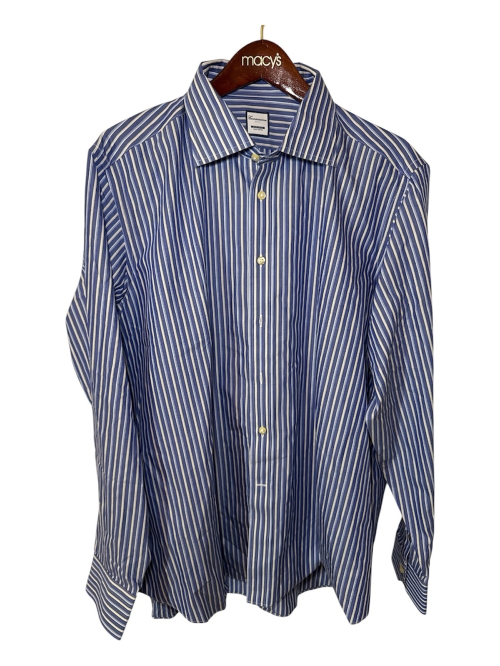 NEW! Camicissima Men’s Stripe Dress Shirt Button Up Size 18.5 Slim Fit Non Iron